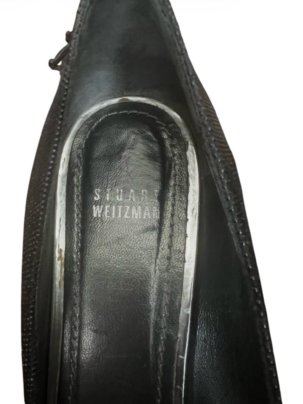Stuart Weitzman Pointed Toe Textured Block Heels Classic Office Blk SZ 9.5 - Picture 8 of 11